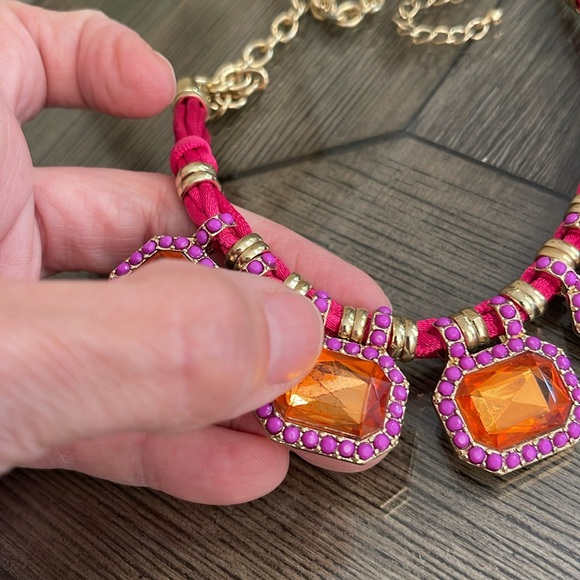 Cookie Lee Fuchsia Punch Colorful Gem Statement Necklace - Picture 4 of 16